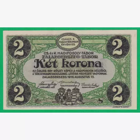 Zalaegerszeg 2 korona 1916. 8.-0885 hadifogolytábor