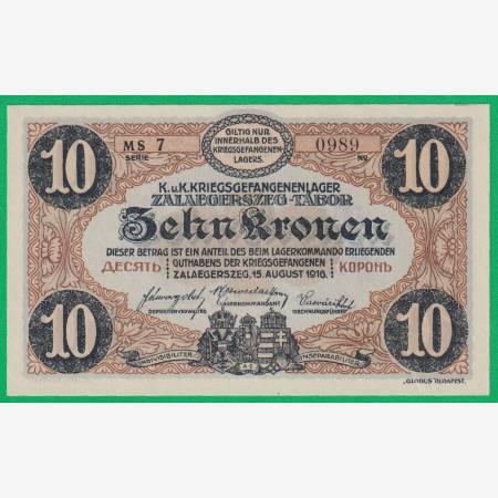 Zalaegerszeg 10 korona 1916. MS 7.-0989 hadifogolytábor Zalaegerszeg 10 korona 1916. MS 7.-0989 hadifogolytábor