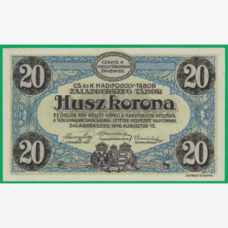 Zalaegerszeg 20 korona 1916. 2.-0943 hadifogolytábor