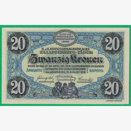 Zalaegerszeg 20 korona 1916. 2.-0943 hadifogolytábor