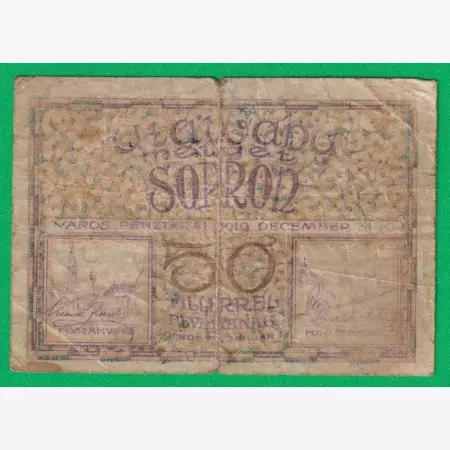 Sopron Utalvány 50 Fillér 1919.