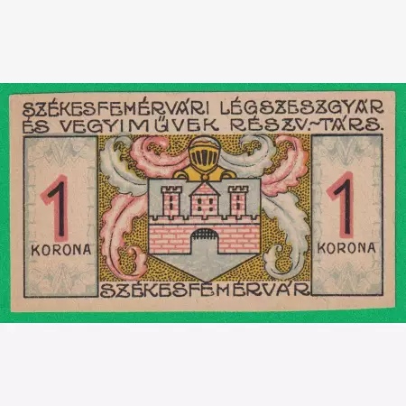Székesfehérvári Légszeszgyár Rt. 1 Korona 1921.