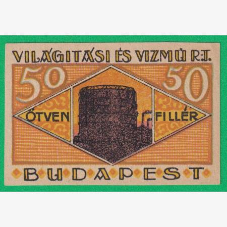 Világitási és Vízmű Rt. Budapest 50 Fillér 1920.