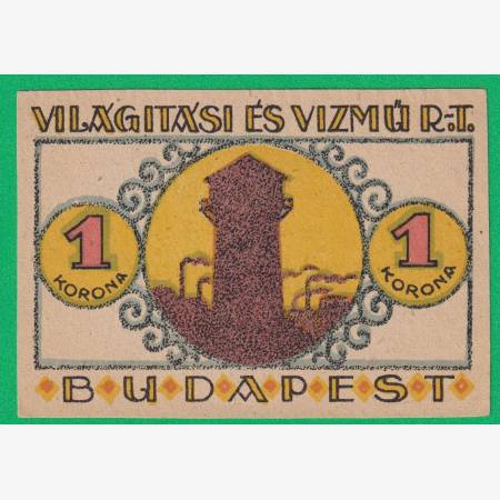 Világitási és Vízmű Rt. Budapest 1 Korona 1920. Világitási és Vízmű Rt. Budapest 1 Korona 1920.