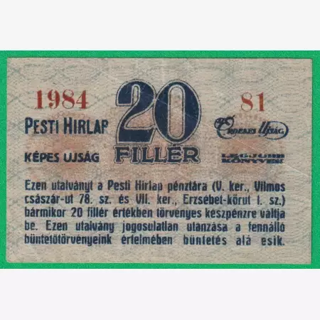 Pesti Hírlap Érdekes Újság 20 Fillér 1919.