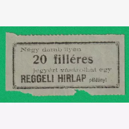 Reggeli Hírlap 20 Filléres