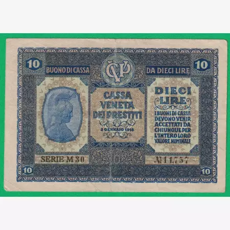Olaszország 10 Lira 1918.