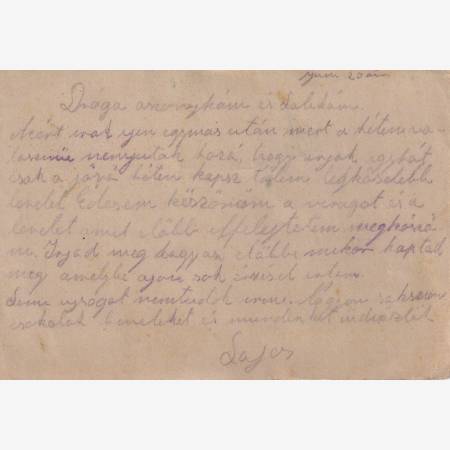 Tábori Posta 1940. A 42 A M.kir. II.honv.kp. Zlj. Pk.