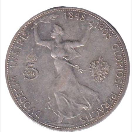 5 Korona 1908. Feren J. jubileumi (L) 5 Korona 1908. Feren J. jubileumi (L)