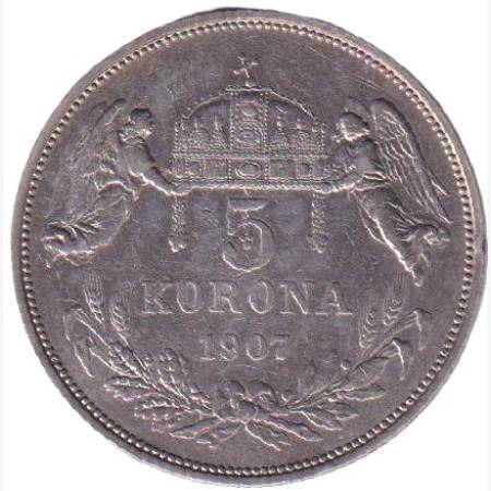 5 Korona 1907.KB. Ferenc j. (L) 5 Korona 1907.KB. Ferenc j. (L)