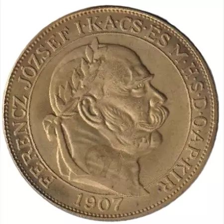 100 Korona 1907. aranyozott bronz Replika   (L)