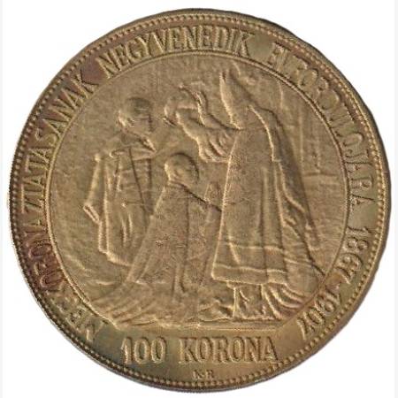 100 Korona 1907. aranyozott bronz Replika (L) 100 Korona 1907. aranyozott bronz Replika (L)