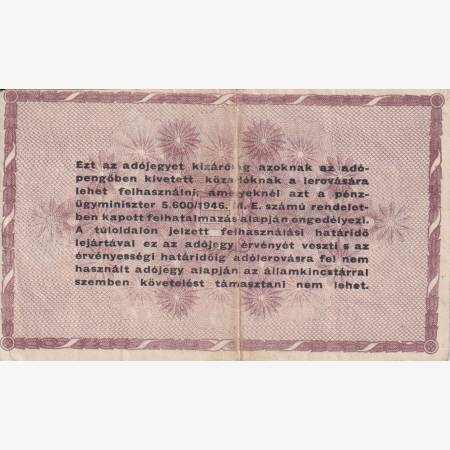 Adójegy 100.000 Adópengőről 1946.  számozás nélkül