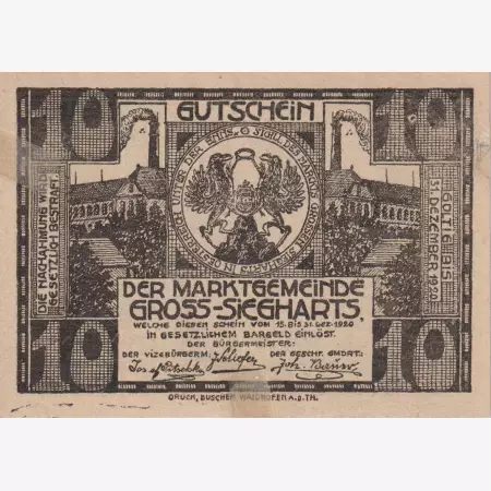 Gross-Siegharts 10 heller 1920.