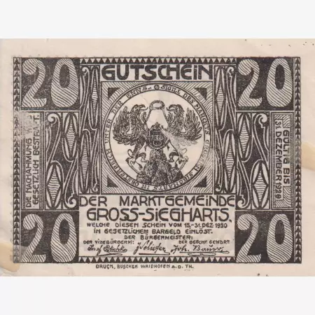 Gross-Siegharts 20 heller 1920.