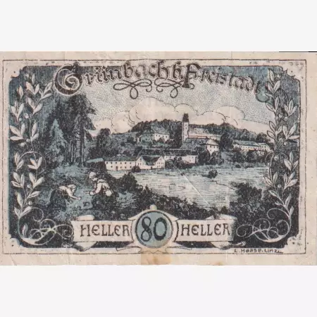 Grünbach b. Friestadt 80 heller 1921.