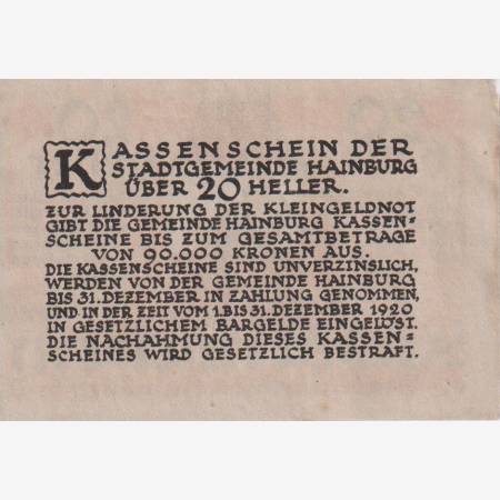 Hainburg ad. Donau 20 heller 1920. Hainburg ad. Donau 20 heller 1920.