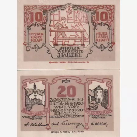 Hallein 10 és 20 heller 1920.