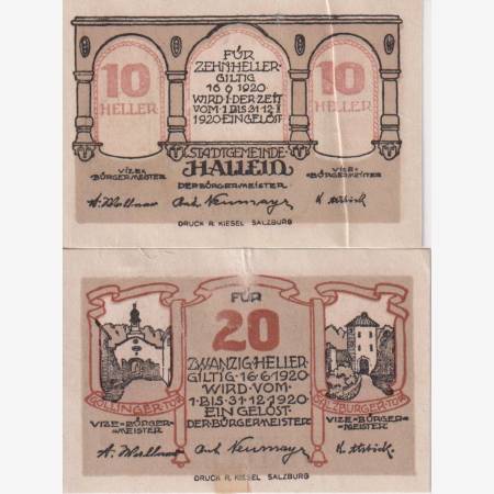 Hallein 10 és 20 heller 1920. Hallein 10 és 20 heller 1920.