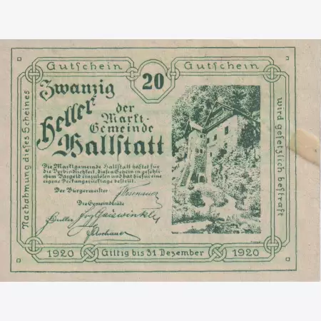 Hallstatt 20 heller 1920.