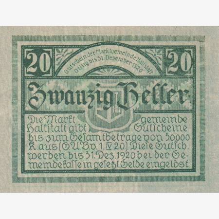 Hallstatt 20 heller 1920. Hallstatt 20 heller 1920.