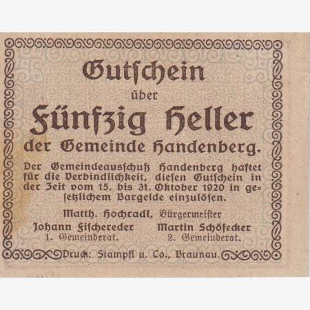 Handenberg 50 heller 1920.