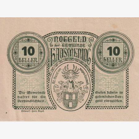 Hausmening 10 heller 1920. Hausmening 10 heller 1920.