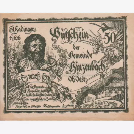 Hinzenbach 50 heller 1920.