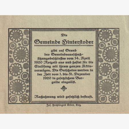 Hintersroder 50 heller 1920.