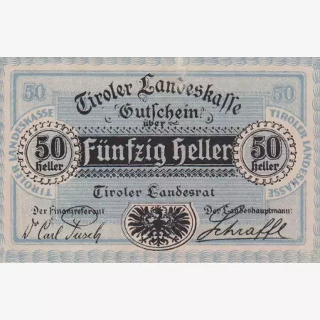 Innsbruck landes Kassen 50 heller 1920.