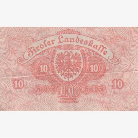Innsbruck landes Kassen 10 heller 1919. Innsbruck landes Kassen 10 heller 1919.