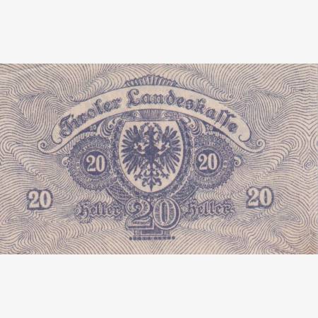 Innsbruck landes Kassen 20 heller 1919. Innsbruck landes Kassen 20 heller 1919.
