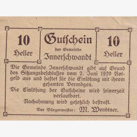 Innerschwandt 10 heller 1920.