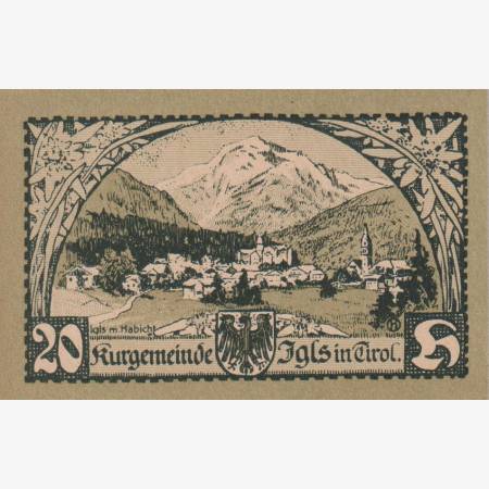 Igls in Tirol 20 heller 1920. Igls in Tirol 20 heller 1920.