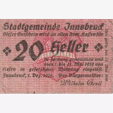 Innsbruck 1918. 20 heller 1918.