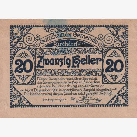 Kirchdorf 20 heller 1920. Kirchdorf 20 heller 1920.