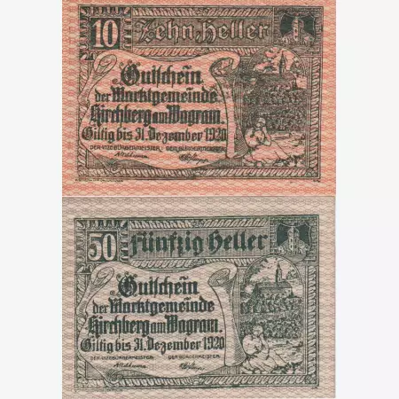 Kirchberg am Wagram 10 és 50 heller 1920.