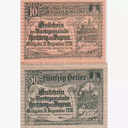 Kirchberg am Wagram 10 és 50 heller 1920.