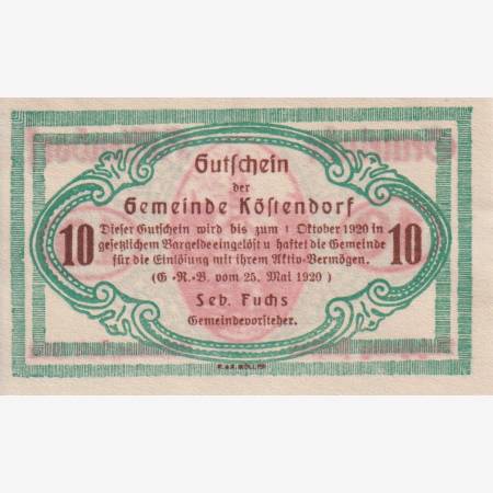 Köstendorf 10 heller 1920. Köstendorf 10 heller 1920.