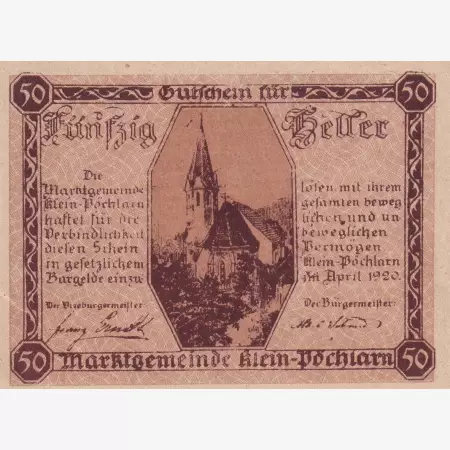 Klein-Pöchlarn 50 heller 1920.