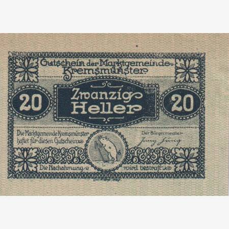 Kremsmünster 20 heller 1920. Kremsmünster 20 heller 1920.