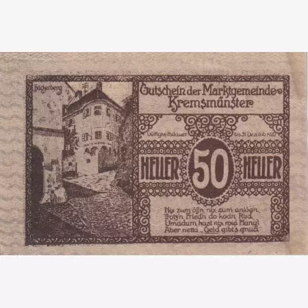 Kremsmünster 50 heller 1920.
