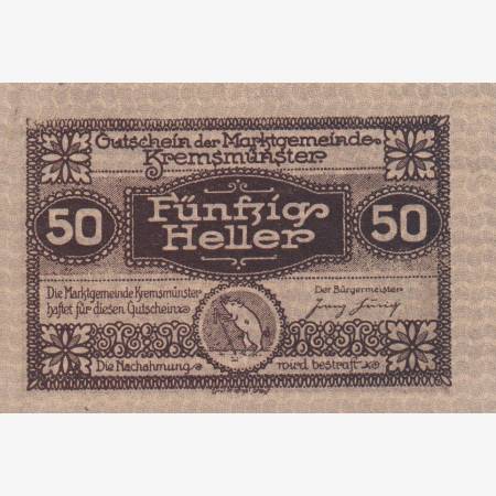 Kremsmünster 50 heller 1920. Kremsmünster 50 heller 1920.