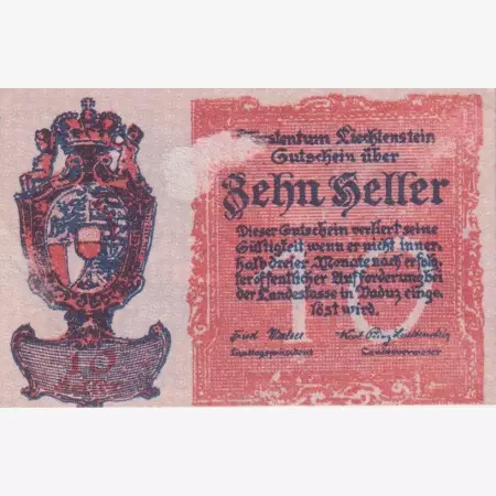 Liechtenstein 10 heller  1920.