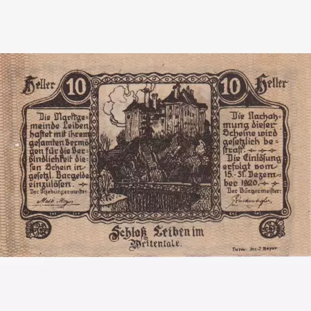 Leiben 10 heller 1920.