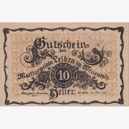 Leiben 10 heller 1920. Leiben 10 heller 1920.