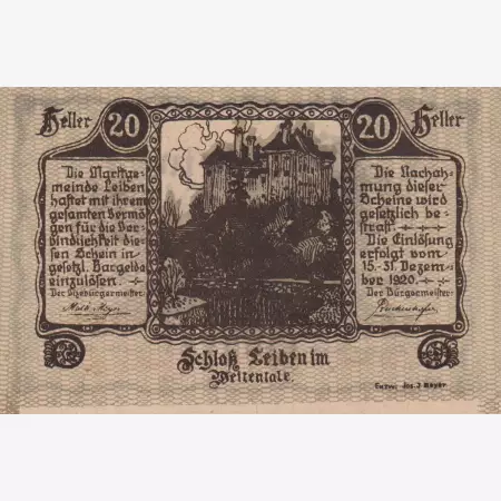 Leiben 20 heller 1920.