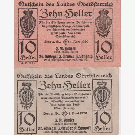 Linz 10 és 10 heller 1920.