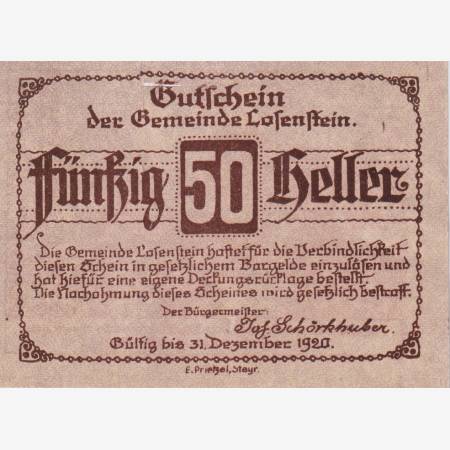 Losenstein 50 heller 1920. Losenstein 50 heller 1920.