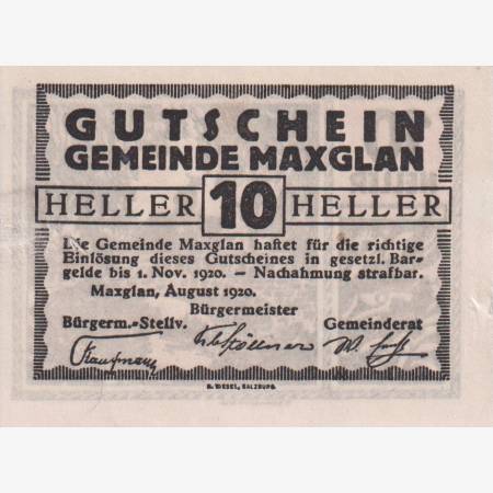 Maxglan 10 heller 1920